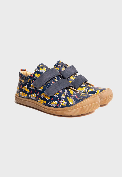 Koel Shoes Danny Print sneaker - Læder - Blå med arbejdsbiler