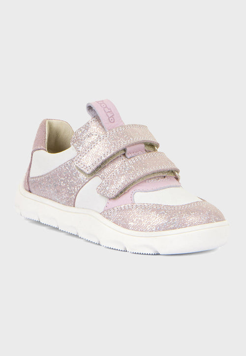 Froddo læder sneaker - Hvid og Pink Glitter - Barfodssko