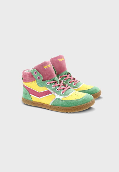 Koel Shoes Danish high-cut sneaker - Læder Basketstøvle - Pink, gul, grøn