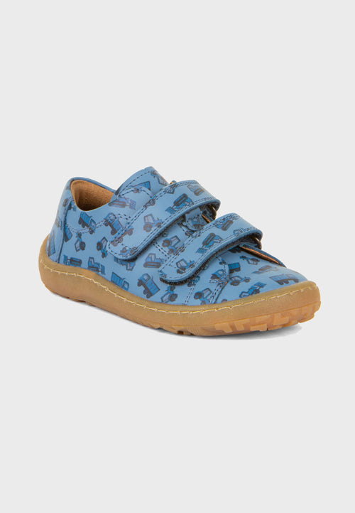 Froddo læder sneaker - Blå med arbejdsmaskiner - Barfodssko