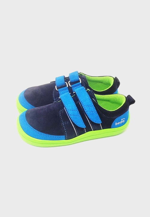 Beda low-cut Sneaker - Marcus - Blå og Grøn - Læder - Barfodssko
